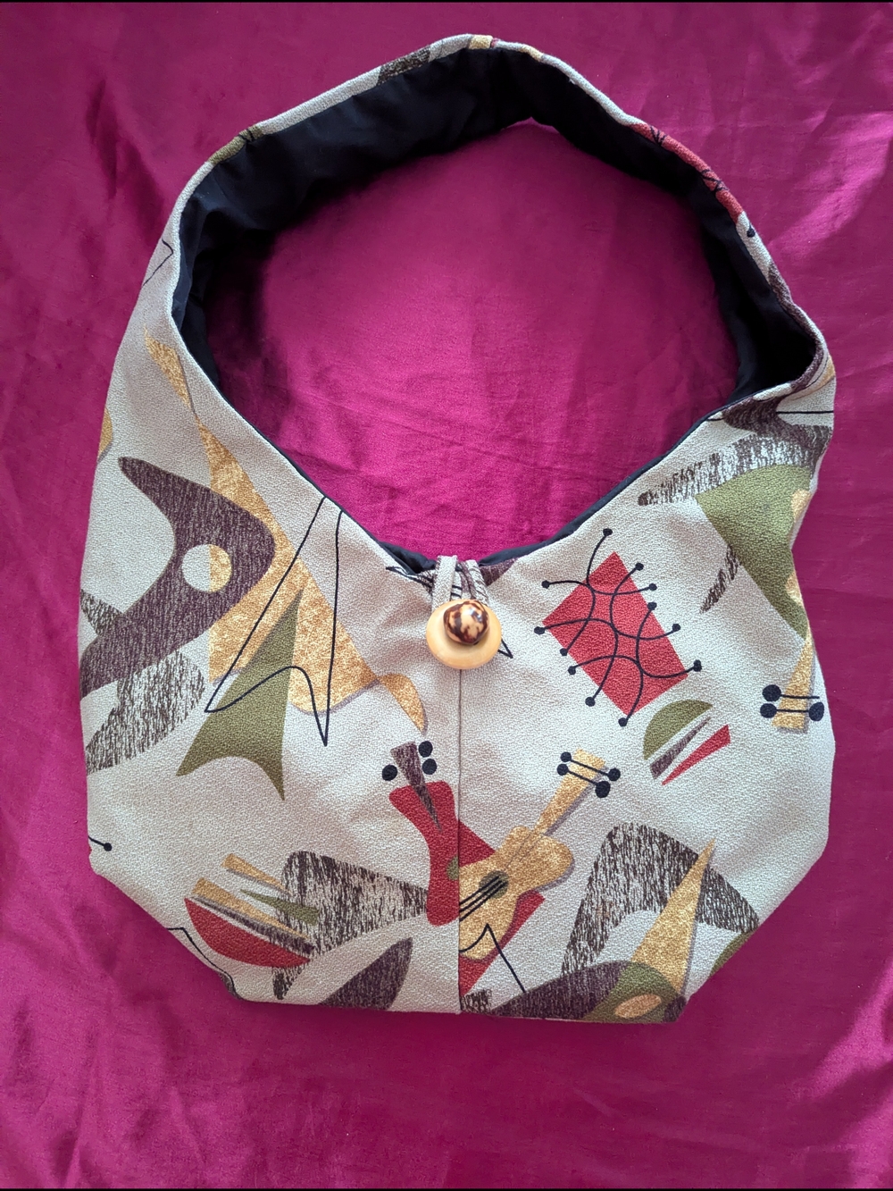 Beautiful Handmade Shoulder Bag By Kauai Rose Retro Guitar Design